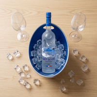 Seau à glace à double paroi pour 4 bouteilles, transparent avec lumières LED, idéal pour les fêtes et les clubs de plage, logo personnalisé, OEM sur mesure