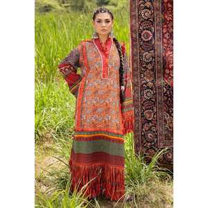 Conjunto de traje de dos piezas sin coser de tela de algodón para mujer, color marrón, marca Gul Ahmed - Product Image 5