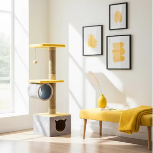 ต้นไม้แมวคุณภาพสูง Amistar Classic Jute Cat Tree Mira พร้อมอุโมงค์สำหรับแมว ทนทาน 4 ชั้นขึ้นไป - Product Image 1