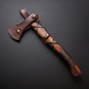 Jexmoo Tomahawk personnalisé de 19,5 pouces en acier Damas avec manche en bois de rose et étui en cuir, cadeau d'extérieur, fait main, qualité industrielle - Product Image 3