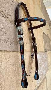 Venta al por mayor Tooled Headstall Horse Breast Collar Western Bridle Sets Printed Leather Breast Collar and Bridle Marca CEVALBRIDO - Product Image 3
