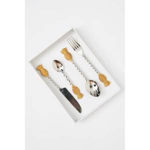 Ensemble de 4 cuillères à couverts en acier inoxydable parfaites pour la table d'ustensiles de cuisine, couverts plaqués couleur argent, poignée design de luxe - Product Image 2