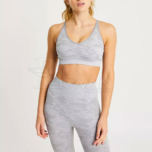 Vêtements de fitness de gymnastique personnalisables pour femmes ensemble de yoga à motif solide de nouveau style avec fermeture à la taille élastique - Product Image 4
