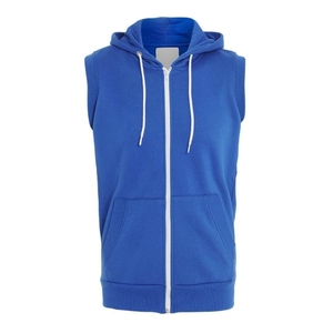 Winter <b>Sleeveless</b> Zipper-Up Pullover <b>Hoodie</b> with Pockets Custom Sports Gym Running Polyester/Cotton - Product Image 4