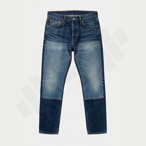 2025 New Men's Straight Leg <b>Jeans</b> European American Street Fashion Washed <b>Elastic</b> Patch Trousers 100% Cotton OEM Service Bulk - Product Image 1