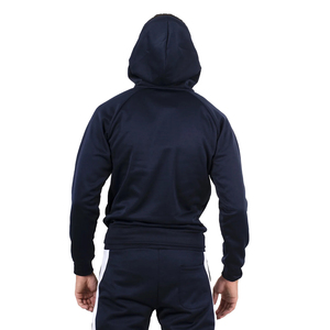 Chándal con estampado de algodón pesado para hombre, pantalones de chándal apilados acampanados con logotipo personalizado, Conjunto de sudadera con capucha, atuendo deportivo de invierno con patrón sólido - Product Image 2