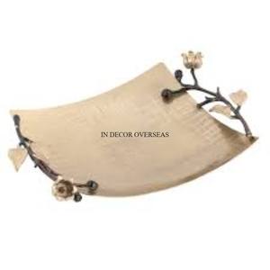 Admirable Look Premium Quality Metal Made High Grade Gold Plated Serving Tray With <b>Bow</b> Designer Handles For Wedding & Parties - Product Image 3