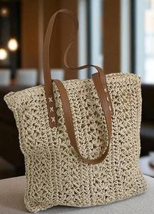 Sac de plage en paille tressée, sac à main bohème d'été - Product Image 3