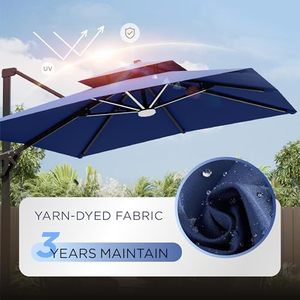 USA STOCK 10' X 13' Patio <strong>Umbrella</strong> with LED Lights Outdoor Cantilever <strong>Large</strong> Rectangle Offset Market <strong>Umbrellas</strong> - Product Image 5