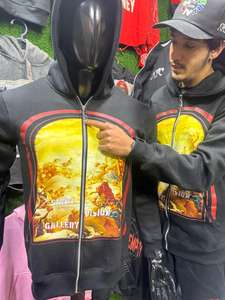 Sweat à capuche en molleton de coton respirant avec pantalon de survêtement, grand logo imprimé DTF, broderie sur le devant, taille plus pour hommes - Product Image 6