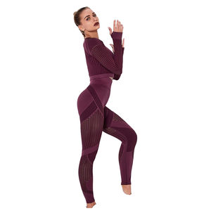 Ensemble de yoga et de fitness personnalisé pour femmes, survêtement de gym sans couture, ensemble soutien-gorge et leggings 2 pièces, ensemble d'entraînement uni pour femmes - Product Image 5