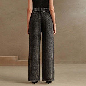 Logo personnalisé à la mode coupe-vent taille moyenne lâche strass Jogger pantalons de survêtement femmes coton polaire lourd Streetwear style baggy - Product Image 4