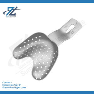 Bandeja de Impresión # 1 Mandíbula Superior Manual de Acero Inoxidable para Pacientes Edéntulos, Uso Profesional Dental, Fabricante Pakistán - Product Image 2