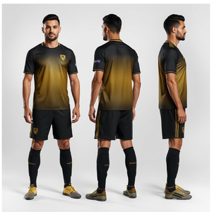 Black Gold <b>Soccer</b> Uniform Set Modern Gradient Jersey and Shorts for Team Training and Match Performance Wear - Product Image 2
