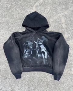 Sweat-shirt personnalisé délavé et vieilli, noir et brun, style streetwear, surdimensionné, épaules tombantes, sweat-shirt graphique - Product Image 5