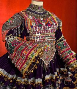 Traditional Bohemian Pashtun Couple Vintage Handmade Ethnic Cultural Wedding <b>Maxy</b> <b>Dress</b> Customized Color Floral Pattern Floor - Product Image 4