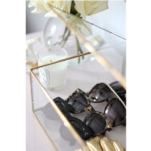 Cajas de joyería de exhibición de latón y vidrio recién antiguas con estante Cajas de vidrio decorativas con forma rectangular y decoración del hogar - Product Image 2