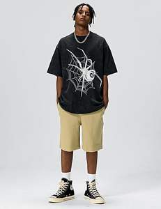 เสื้อยืดคอตตอนหนาน้ำหนักมากทรงบ็อกซี่ แขนสั้น ไหล่ตก ทรงหลวม แบบครอป สำหรับผู้ชาย - Product Image 2