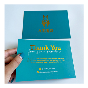 โปสการ์ดฟอยล์สีทองสั่งทำเป็นของขวัญสุดหรูนามบัตรพร้อมโลโก้การ์ดขอบคุณสำหรับแบรนด์ - Product Image 1