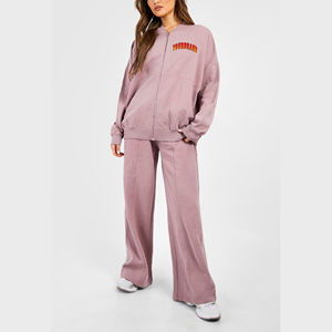 OEM/ODM 100% algodón Casual sólido mujer chándal Regular Fit hombro caído cordón Sudadera con capucha pantalones acampanados personalizado 2 - Product Image 4