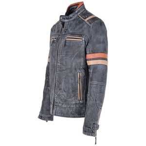 Blouson en cuir pour homme, respirant, protecteur, pour l'hiver, style motard, vêtement d'extérieur personnalisable pour homme - Product Image 2