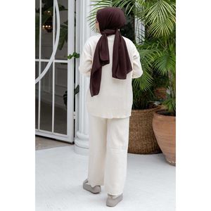 Ensemble 2 Pièces Pull Hijab Brodé Cœur Ecru - Product Image 4