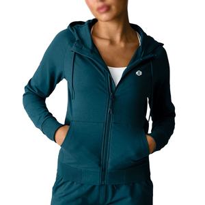 Sweat à capuche sculpté à fermeture éclair sur le devant, coupe ajustée, tricot extensible, performance, finition propre, couche d'entraînement, sweat à capuche pour femmes - Product Image 1