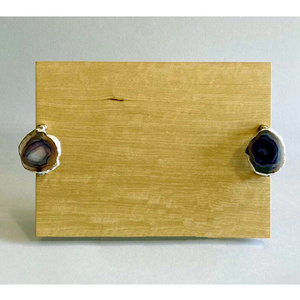 ถาดเสิร์ฟอาหาร,ถาดเสิร์ฟอาหารทำจากไม้และเรซินอเนกประสงค์พร้อมด้ามจับโลหะ - Product Image 2