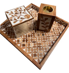 Nuevo diseño de bandeja para bakhoor con incrustaciones de hueso para personas que valoran las piezas decorativas tradicionales hechas a mano. - Product Image 4
