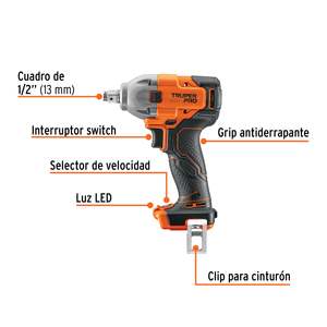 Clé à chocs sans fil Truper Pro 1/2 pouce, moteur sans balais au lithium-ion 20V, qualité industrielle LIMI-20AS, couple de 250 Nm avec accessoires - Product Image 3