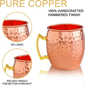 Divris Tasse à Moscow Mule 100% Cuivre Pur avec Poignée, Design Classique Écologique, Sûre pour le Contact Alimentaire, Option Logo Personnalisé, Origine Ontario - Product Image 6