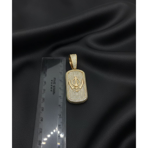 Iced Out Khanda Hip Hop Pendant Rose Gold Religious Charm with 14K Gold Plating and Rhodium Finish - Product Image 5