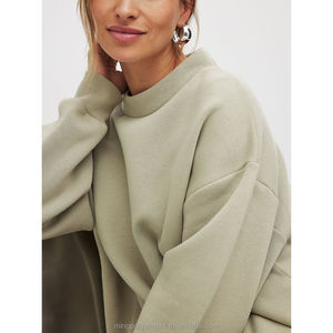 Logo personnalisé femmes coton doux col montant Streetwear pull polaire surdimensionné pull femmes col montant sweat pour femmes - Product Image 2