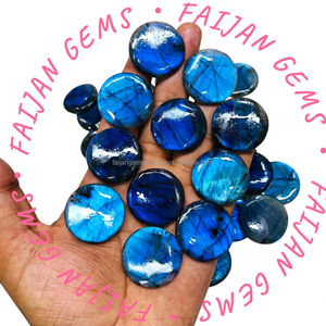 Cabujones de labradorita de forma redonda natural, piedras preciosas sueltas para la fabricación de joyas, piedra colgante de mezcla de todos los tamaños - Product Image 1