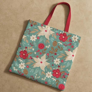 Sacs fourre-tout en toile de coton à motif floral printanier avec fermeture éclair - Product Image 3