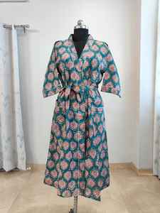 Batas Kimono 100% Algodón, Hermoso Vestido Kimono de Algodón, Kimono de Algodón con Estampado Floral Indio, Regalos Más Vendidos para Ella y Él, Ropa de Estar en Casa - Product Image 3