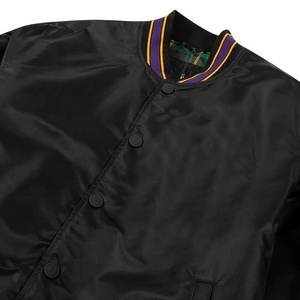 Blouson Bomber Homme Personnalisé en Satin de Haute Qualité, Style Baseball Hiver, avec Broderie et Poches Décoratives, Imperméable à Carreaux - Product Image 3