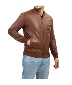 Veste en cuir marron classique pour hommes, vêtements d'extérieur en peau d'agneau souple pour tenue décontractée ou formelle, prix de gros, veste pour homme - Product Image 6
