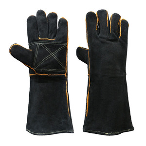 Guantes de seguridad razonables para soldadura de trabajo con láser Tig Mig de cuero de vaca resistencia al calor personalizado azul doble cuero reforzado - Product Image 1