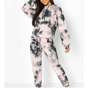 Unisex <b>Tie</b> <b>Dye</b> Sweatsuit Oversized Cropped Fitness Breathable Elongated Design Tracksuit High Quality Customized - Product Image 2