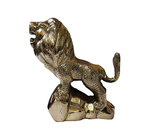 Statue de lion Art déco de qualité supérieure faite à la main en laiton Lucky Guardian Lion Figurine pour bureau à domicile motif animal décor de bureau - Product Image 1