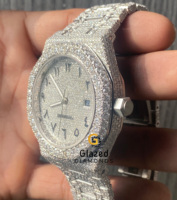 Nouvelle Arrivée Montre-bracelet mécanique de luxe pour homme, cadran analogique, verre cristal, bracelet en acier inoxydable personnalisé, moissanite