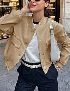 แจ็คเก็ตบอมเบอร์ระบายอากาศผู้หญิงมีซิปปิดมีฮู้ดคอโลโก้พิมพ์ลายแบบทึบใช้งานได้หลายฤดู - Product Image 3