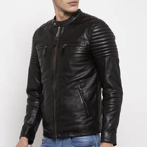 Cheap Price New Stylish Lightweight <b>Leather</b> Jacket for Men New Zipper Stand Windproof <b>Leather</b> <b>Coat</b> Mens - Product Image 2