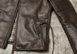 Chaqueta de invierno impermeable a prueba de viento ecológica para hombre de piel de oveja suave sin pintar Retro americana hecha a mano de cuero auténtico - Product Image 6