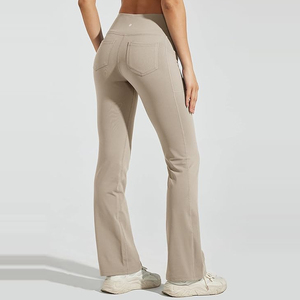 Nouveau pantalon de survêtement évasé pour femme, streetwear d'hiver, devant plat, coupe régulière, poches, service OEM, écologique, imperméable, taille haute - Product Image 2