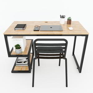 UBAN Minimalist Design FD68032 Bookshelf <b>Computer</b> Table 120x60x75cm Rubber Wood Study <b>Desk</b> for Bedroom Use - Product Image 3