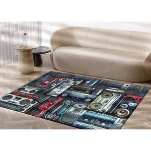 Tapis imprimé Boombox : décoration de salle de musique vibrante et cadeau personnalisé, tapis fin non tissé - Product Image 4
