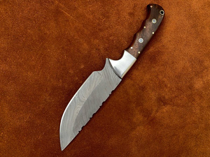 มีดเหล็กดามัสกัสทำด้วยมือแบบกำหนดเองด้ามจับไม้กุหลาบมีดตั้งแคมป์กลางแจ้งสำหรับการล่าสกินเนอร์การสนับสนุนตามต้องการ - Product Image 6