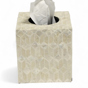 Caja de Pañuelos Decorativa Hecha a Mano con Incrustaciones de Nácar para Proyectos Hoteleros - Product Image 2